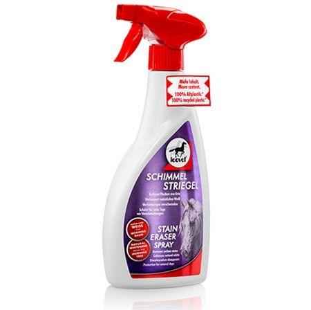 Leovet Stain Eraser Spray bottle label showing the moringa-based whitening formula