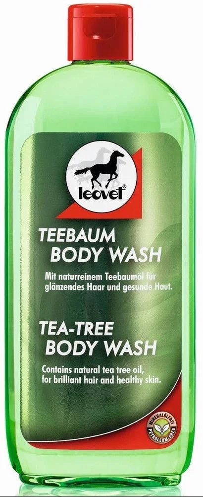 Leovet Tea Tree Shampoo for horses in a 500ml bottle, sold by Leovet as Tea-Tree Body Wash