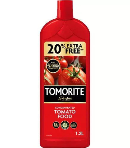 Levington Tomorite concentrated tomato food bottle with a 20% extra free flash on the label