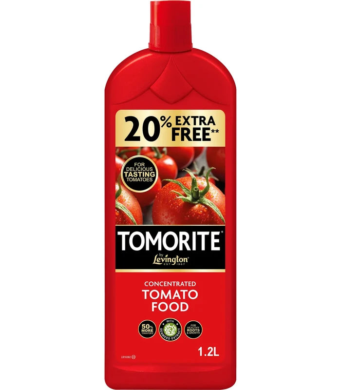 Levington Tomorite concentrated tomato food, 1.2 litre bottle with a 20% extra free flash