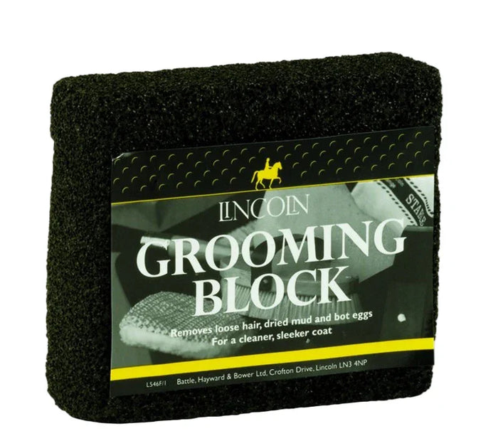 Lincoln grooming block, a small abrasive block for lifting loose hair and dried mud from a horse's coat