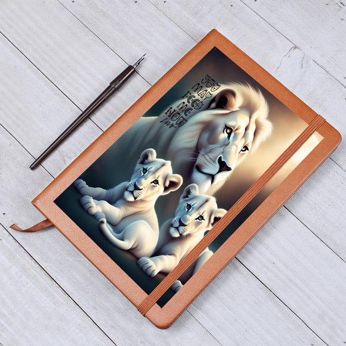 Lion & Cubs Feed Me-Graphic Leather Journal