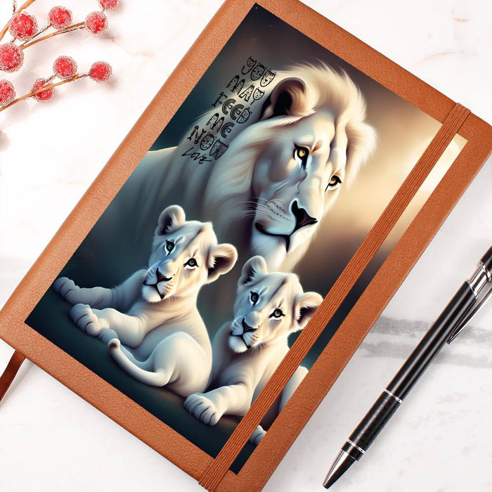Lion & Cubs Feed Me-Graphic Leather Journal