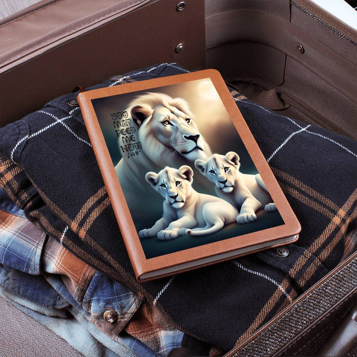Lion & Cubs Feed Me-Graphic Leather Journal