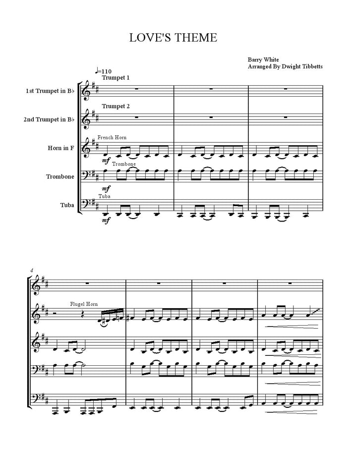 Loves Theme - Brass Quintet