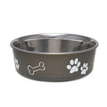 Loving Pets Bella Bowl in espresso brown with a stainless steel interior, large size