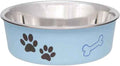 Loving Pets Bella Bowl in murano light blue with a stainless steel interior, large size