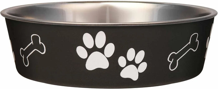 Loving Pets Bella Bowl in espresso brown with a stainless steel interior, medium size