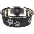Loving Pets Bella Bowl in espresso brown with a stainless steel interior, small size
