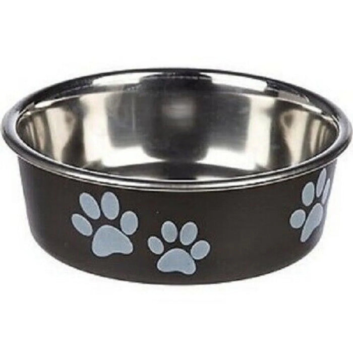 Loving Pets Bella Bowl in espresso brown with a stainless steel interior, small size