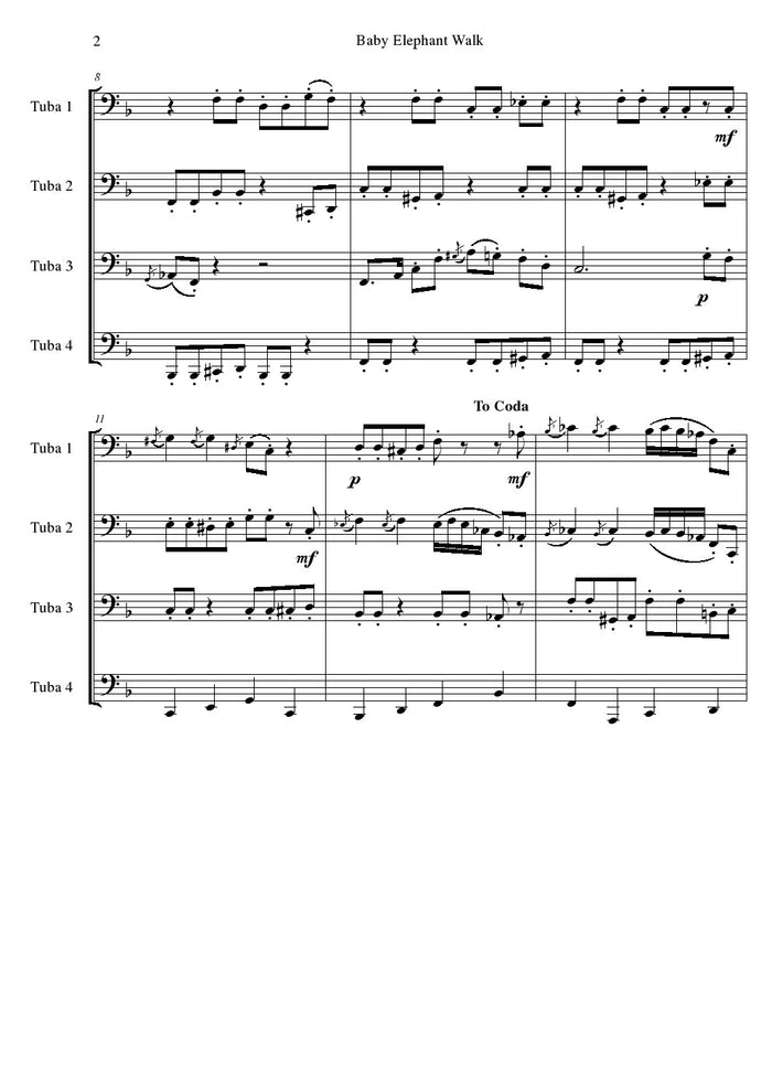 Mancini - Baby Elephant Walk - Tuba Quartet (TTTT)