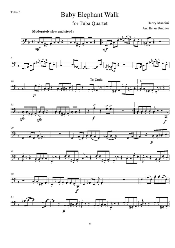 Mancini - Baby Elephant Walk - Tuba Quartet (TTTT)