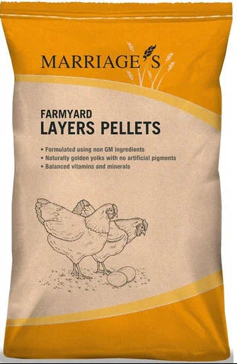 Marriage's Farmyard Layers Pellets 20kg bag of complete poultry feed for laying hens
