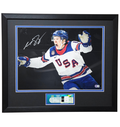 Matt Boldy 'Olympic Goal Celebration' Signed & Professionally Framed 16x20 w/ Replica Ticket