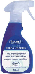 Keratex cleansing hoof and leg scrub in a 300ml trigger spray bottle