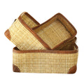 Medium Leather Trimmed Storage Baskets