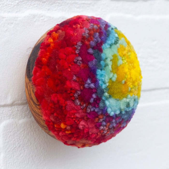 Midi Puff Sculpture in Olive Wood Frame | Rainbow (Red)