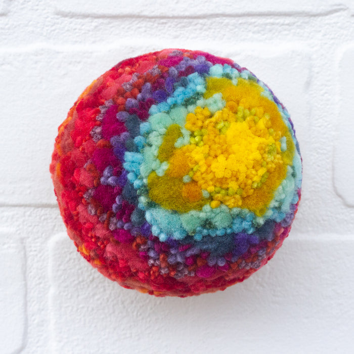 Midi Puff Sculpture in Olive Wood Frame | Rainbow (Red)