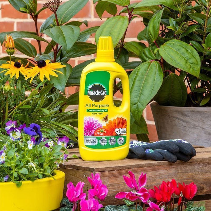 Further view of a Miracle-Gro All Purpose concentrated liquid plant food bottle