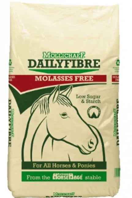 Mollichaff DailyFibre 12.5kg bag of molasses free low sugar chaff with dried grass and linseed oil