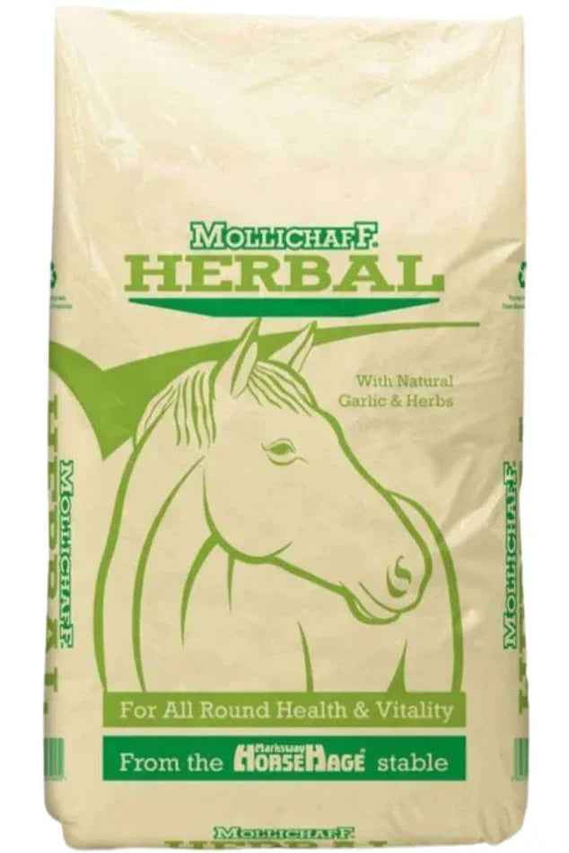 Mollichaff Herbal 12.5kg bag of garlic and herb high fibre horse chaff