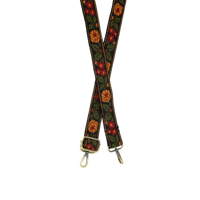 Multi Floral Vine Embroidered Guitar Strap