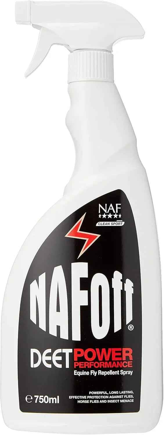 NAF Off DEET Power Performance fly spray, 750ml trigger bottle of DEET repellent for horses