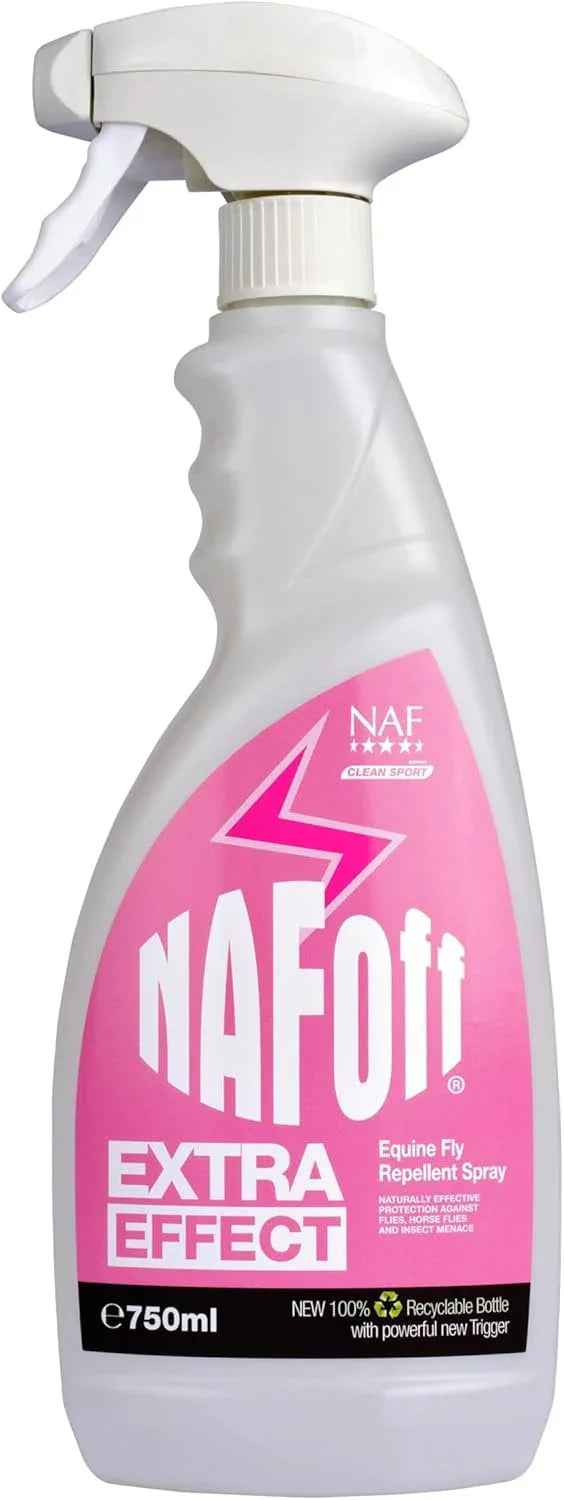 NAF Off Extra Effect fly spray in the pink 750ml trigger bottle, insect repellent for horses
