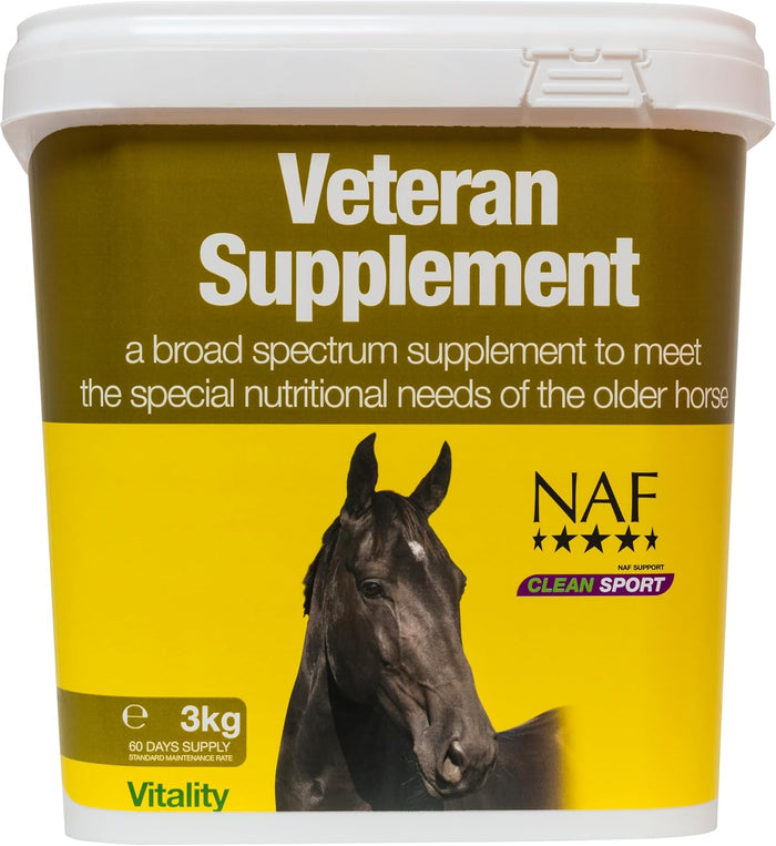 NAF Veteran Supplement powder tub, 3kg vitamin and herb supplement for older horses