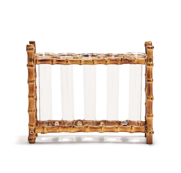 Natural Bamboo Vase with Glass Tubes