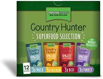 Natures Menu Country Hunter superfood selection dog food pouches, twelve 150g pouches