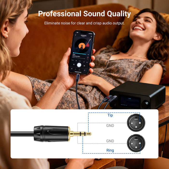 NEEWER 3.5mm 1/8 Inch TRS AUX to Dual XLR Breakout Cable
