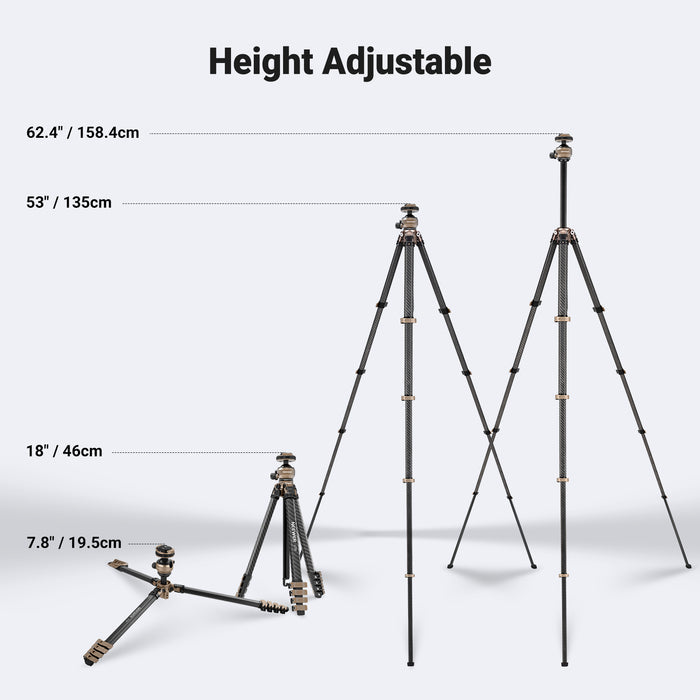 NEEWER LT39 62.4" Carbon Fiber Travel Tripod