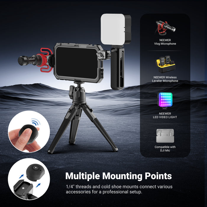 NEEWER PA143/PA144 Phone Cage Handle Kit Compatible with iPhone 17 Pro/Pro Max
