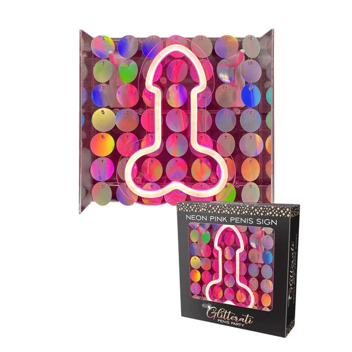 Candyprints® Glitterati Penis Party LED Neon Pink Sign - Lighting