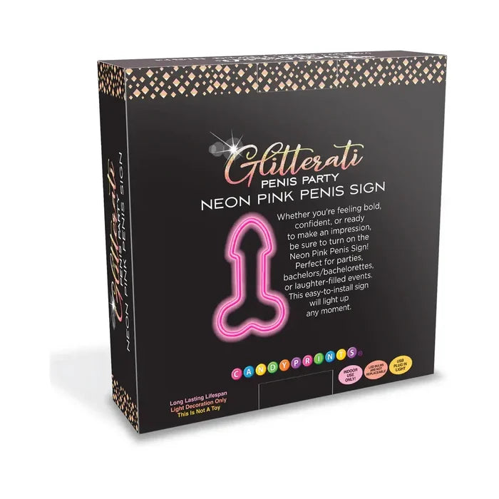 Candyprints® Glitterati Penis Party LED Neon Pink Sign - Lighting