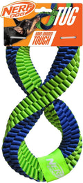 Nerf Dog braided infinity tug rope in blue and green with a twisted square braid
