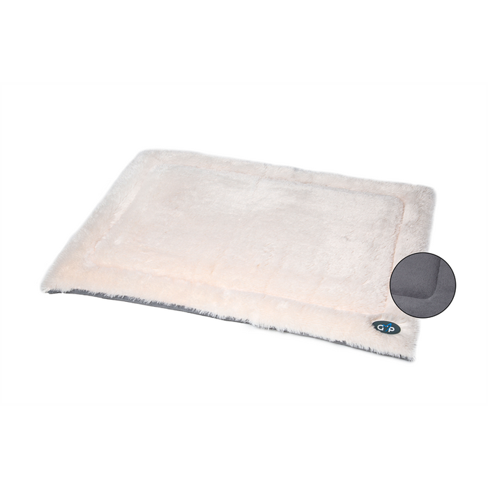 Gor Pets Nordic Crate Mat in grey, a plain soft-topped rectangular crate mat