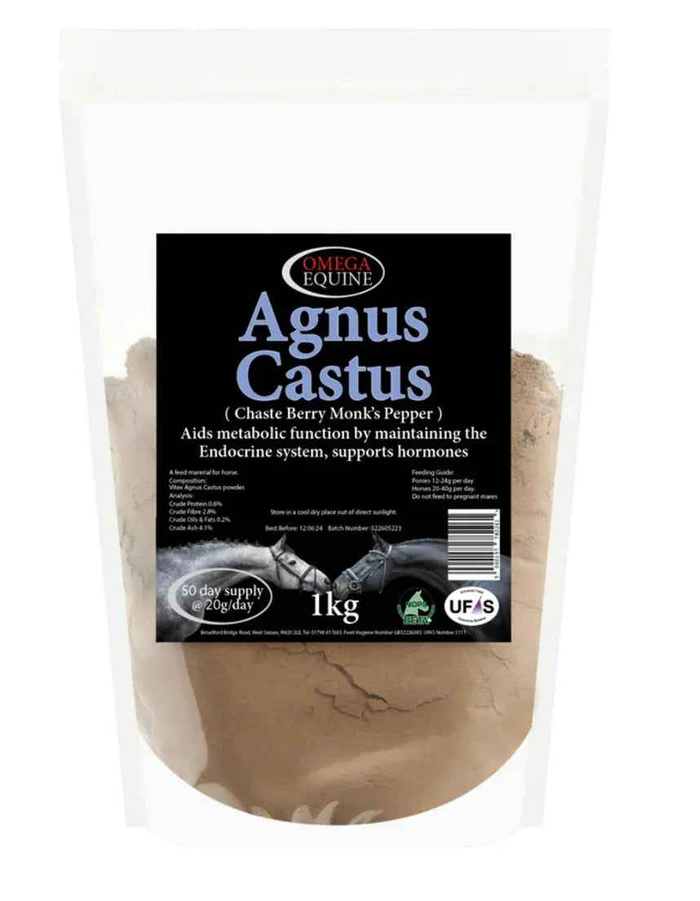 Omega Equine Agnus Castus 1kg tub of chaste berry powder for horses