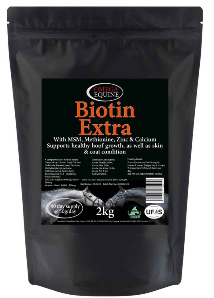 Omega Equine Biotin Extra 2kg hoof supplement for horses with cracked or brittle hooves