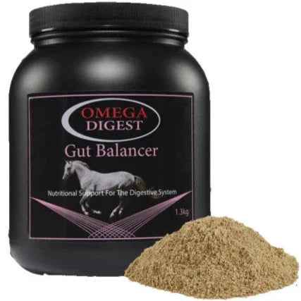 Omega Equine Digest gut balancer 650g tub, small trial size probiotic powder for horses