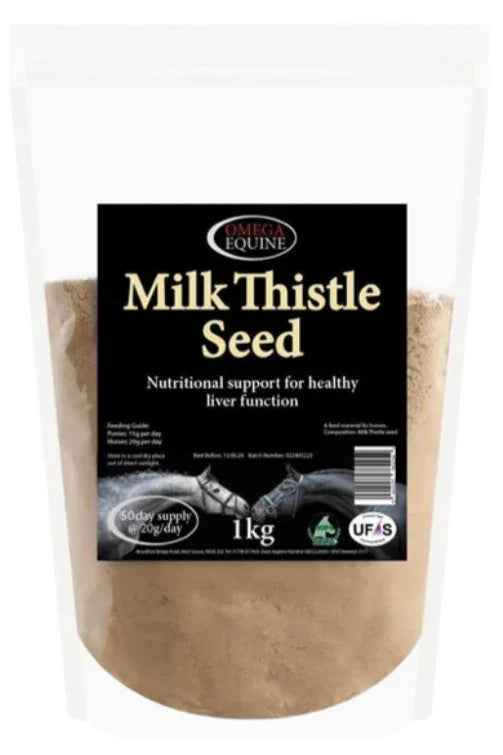 Omega Equine Milk Thistle 1kg tub of milk thistle seed for horses
