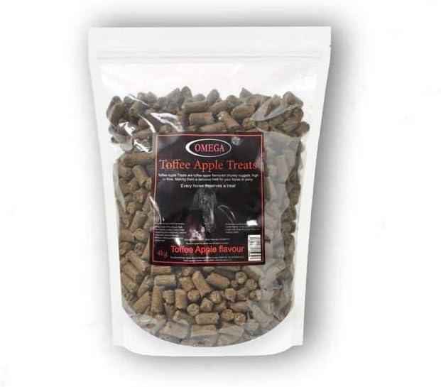 Omega Equine Toffee Apple treats in a 4kg resealable pouch for horses
