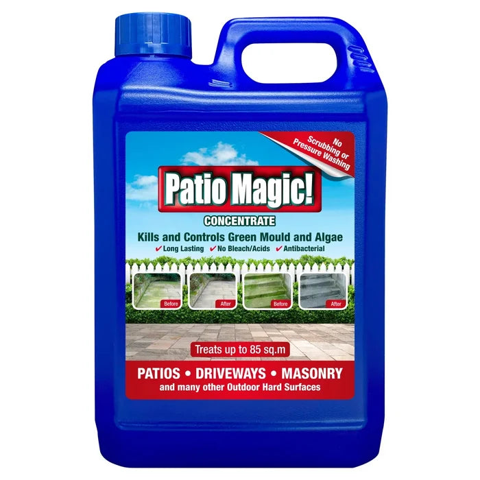 Patio Magic concentrated mould, algae and lichen remover in a 2.5 litre bottle