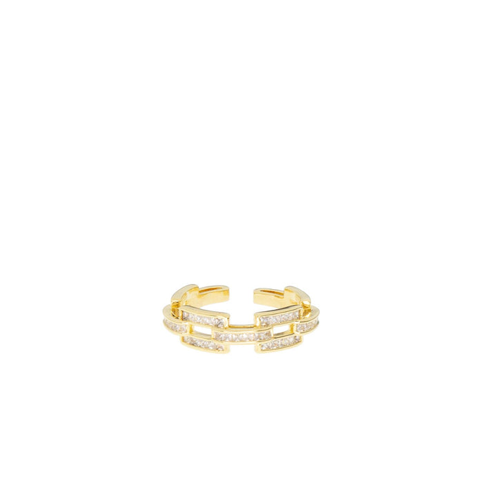 Pave Link Adjustable Ring: Yellow Gold