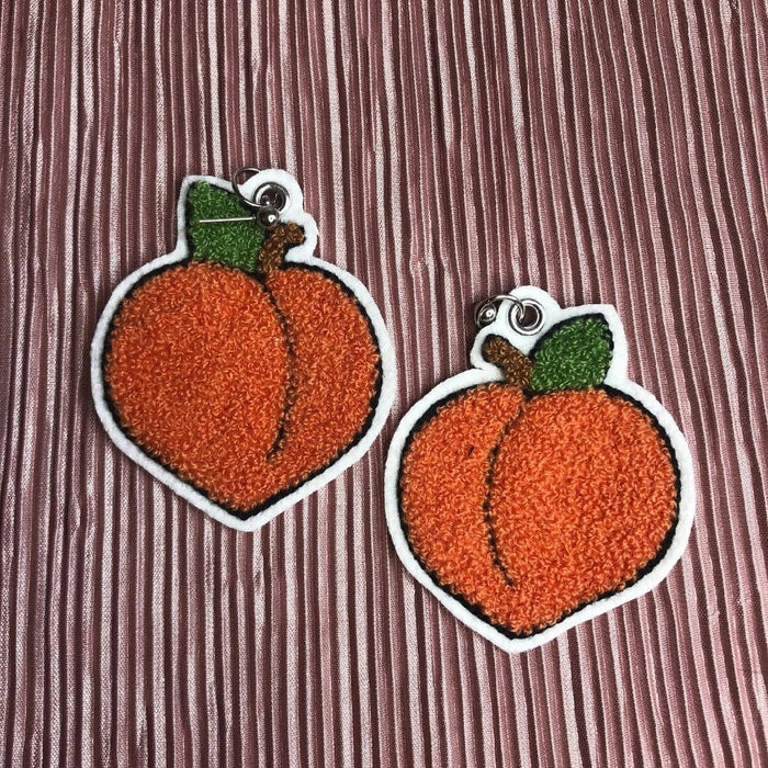 Peach Embroidered Earrings