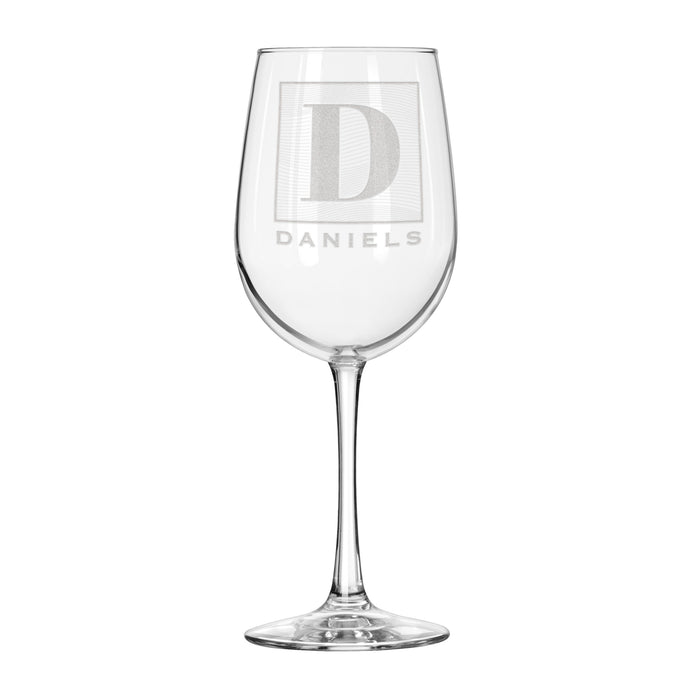 Personalized Initial Wine Glass, Design: K5