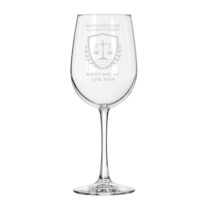 Personalized Law School Wine Glass, Design: LAW1
