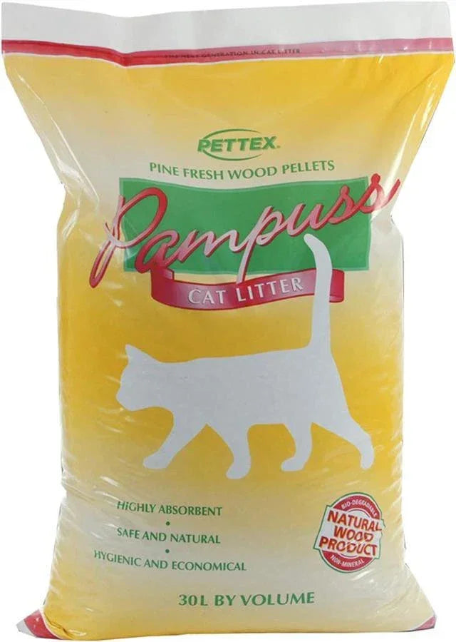 Pettex Pampuss wood pellet cat litter, 30 litre