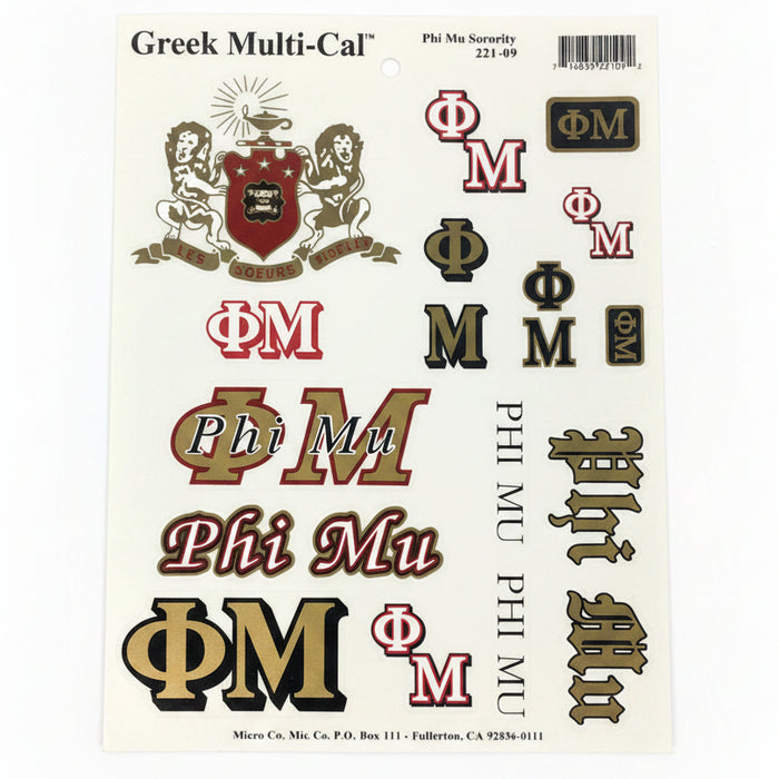 Phi Mu Decal Page - Discontinued